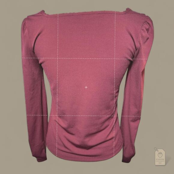 Banana Republic Burgundy Square Neck Blouse | Long Sleeve Feminine Top XS - Picture 4 of 5